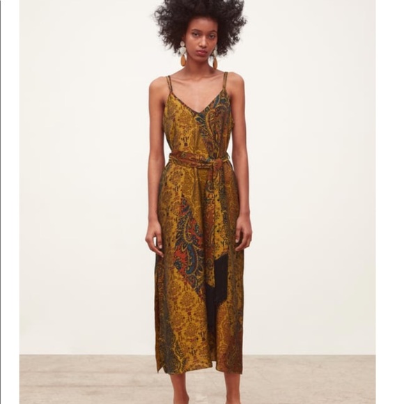 Zara Lingerie Style Print Dress - Picture 1 of 6